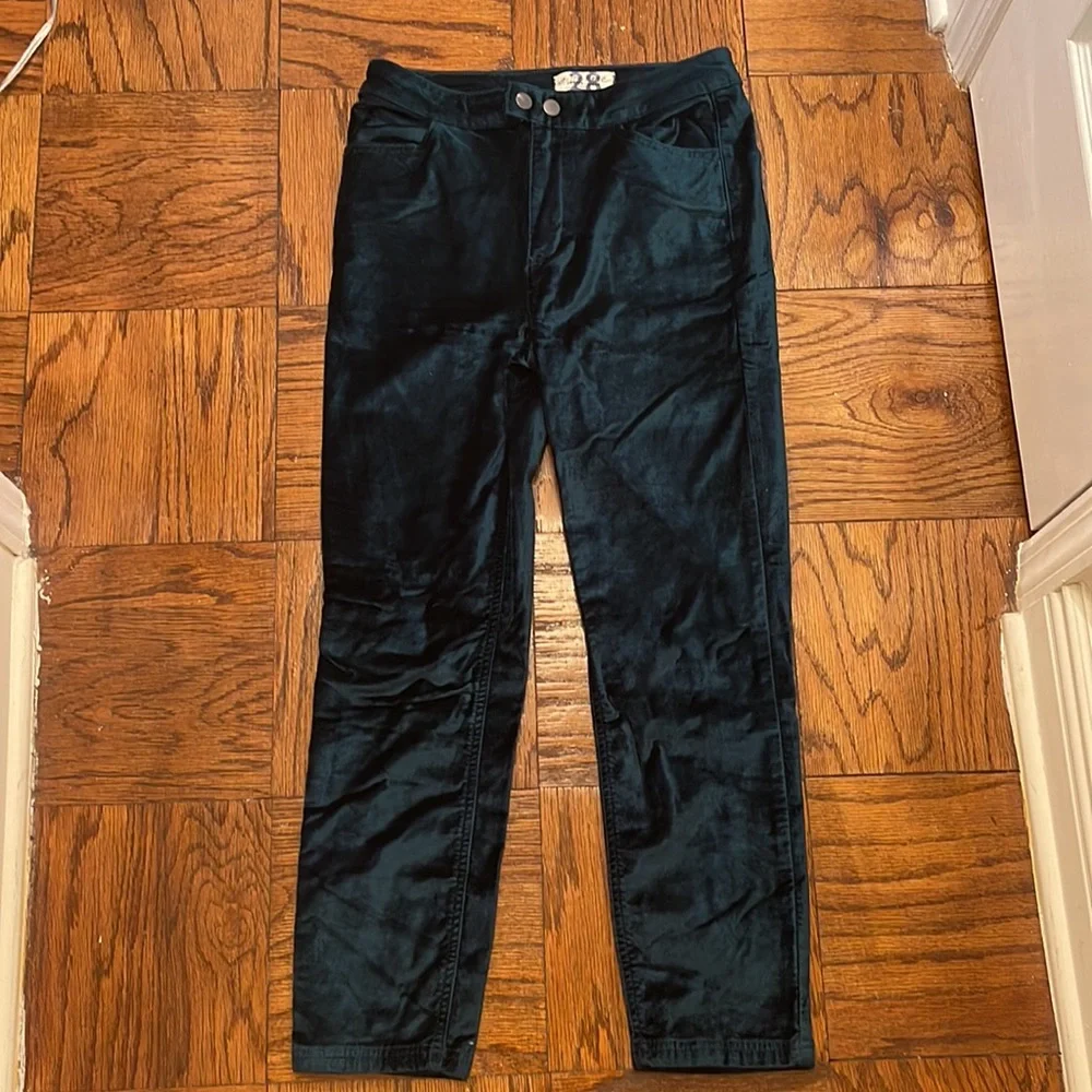 Free People Sweet Jane Velvet Skinny Cropped Pants Neptune - Picture 3 of 5